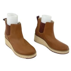 Cole Haan Zerogrand Tan Leather Wedge Bootie Women’s Size 8.5 Preowned